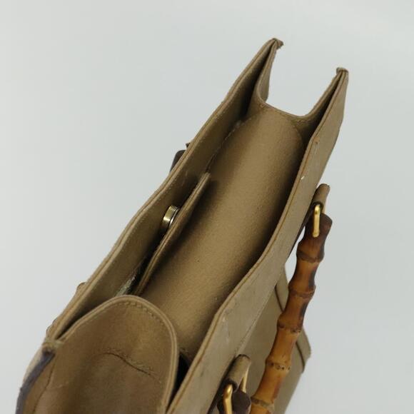GUCCI Bamboo Hand Bag Leather Beige Gold 002 1186 002 1186 - Picture 6 of 12